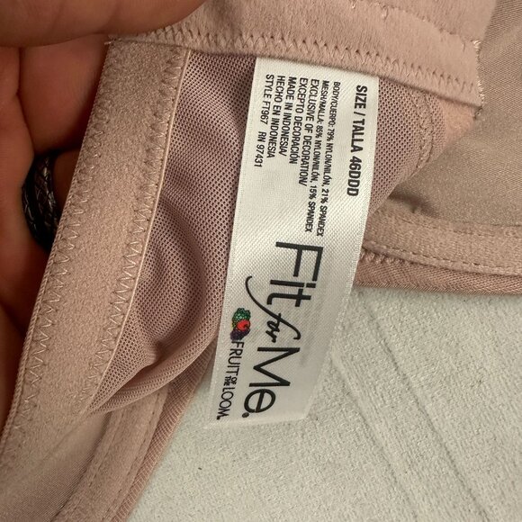 Fit For Me By Fruit Of The Loom Silky Smooth 360 Stretch Bra Rose 46DDD FT967 - Picture 8 of 9